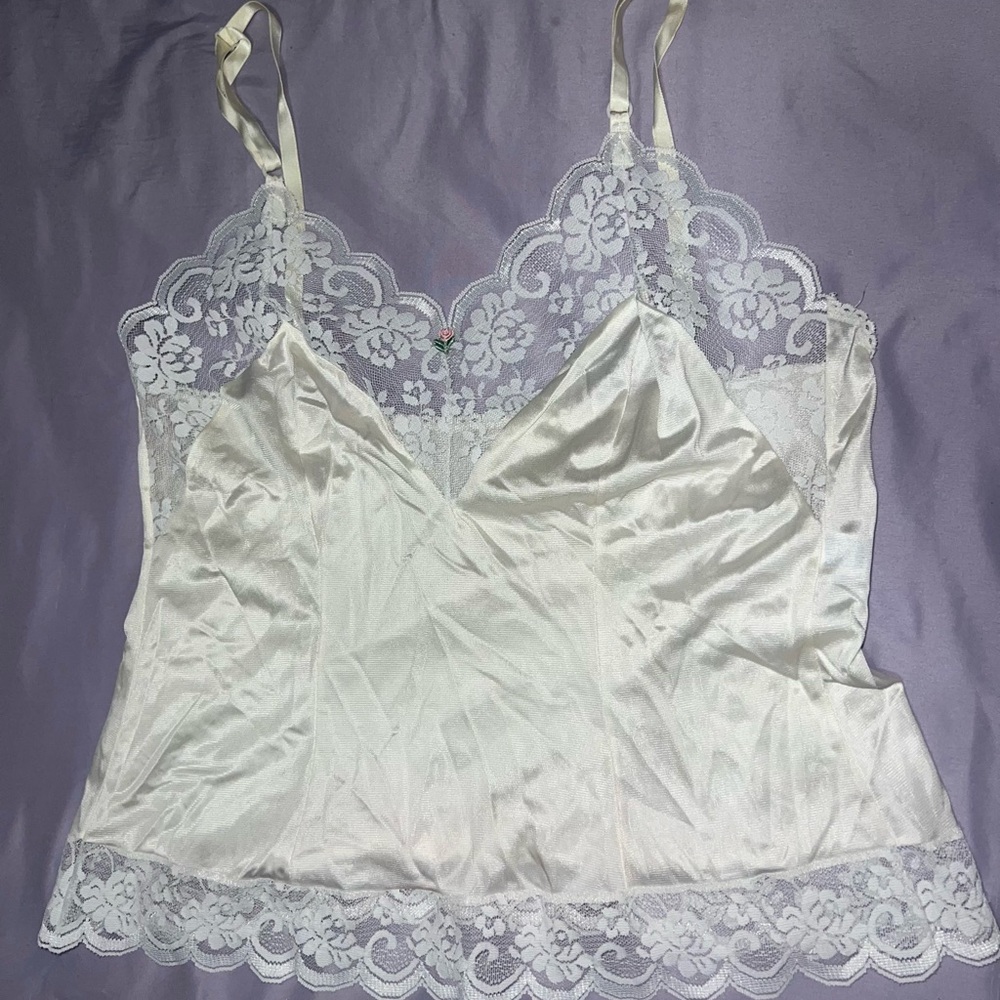 White Lace Trim Camisole Maidenform Tank Slip